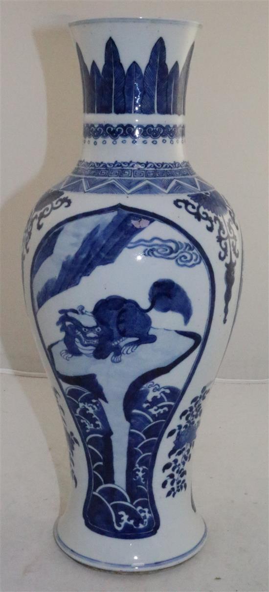 A Chinese blue and white tall baluster vase, late 19th century, 41.5cm